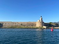 Lefkas Kanal-Ausfahrt-Burgturm-web